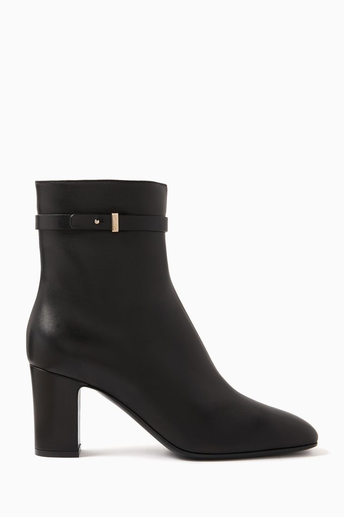 High-Heeled 70 Ankle Boots in Nappa Leather, Black