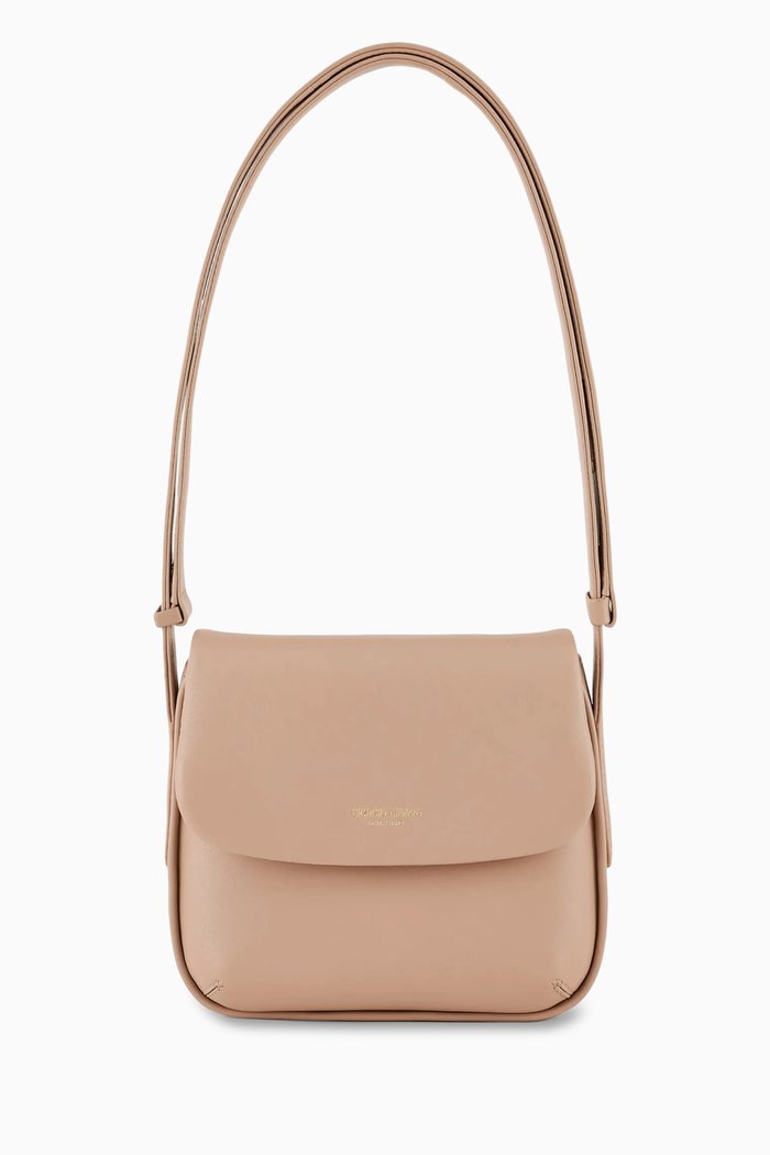 Small La Prima Shoulder Bag in Nappa, Neutral