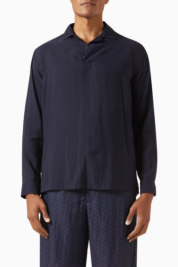 

Polo Shirt in Silk, Blue