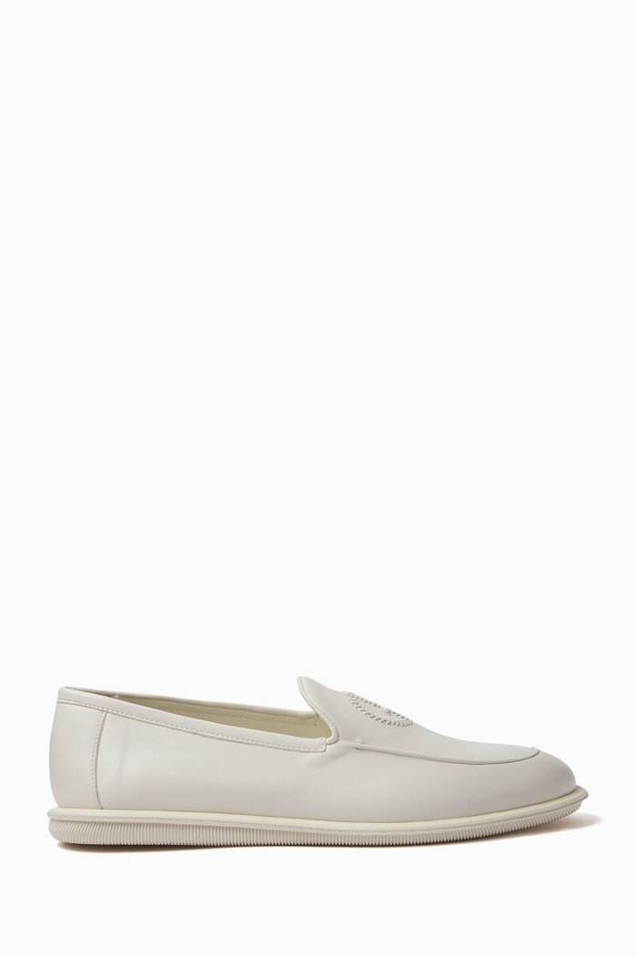 

GA Logo Moccasins in Leather, Neutral