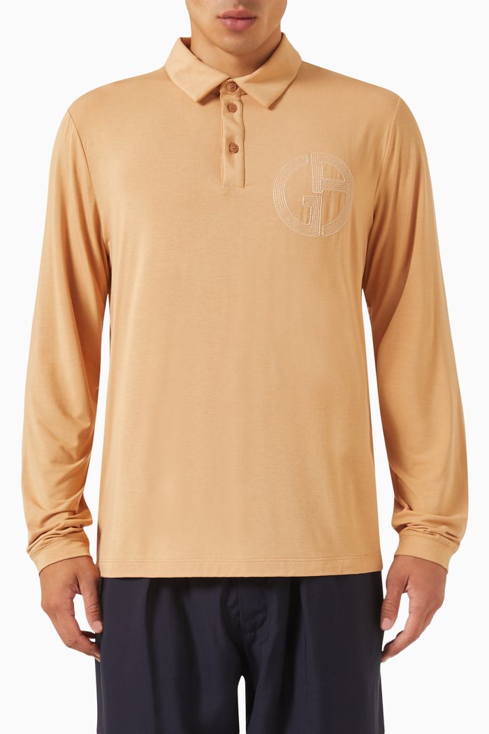 

Logo-embroidered Polo Shirt in Stretch Bamboo-viscose jersey, Neutral