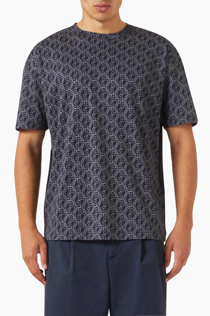 

All-over Logo Print T-shirt, Blue