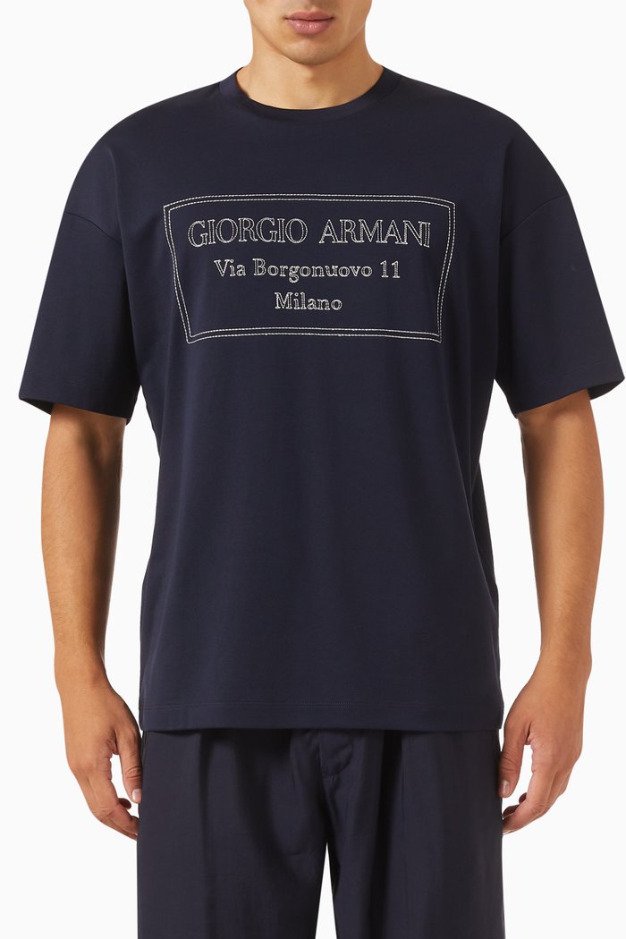 Borgonuovo 11 Relaxed T-shirt in Cotton-jersey, Blue