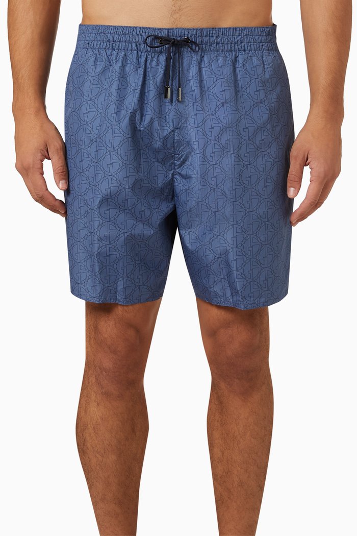 Logo Swim Shorts in Nylon, Blue