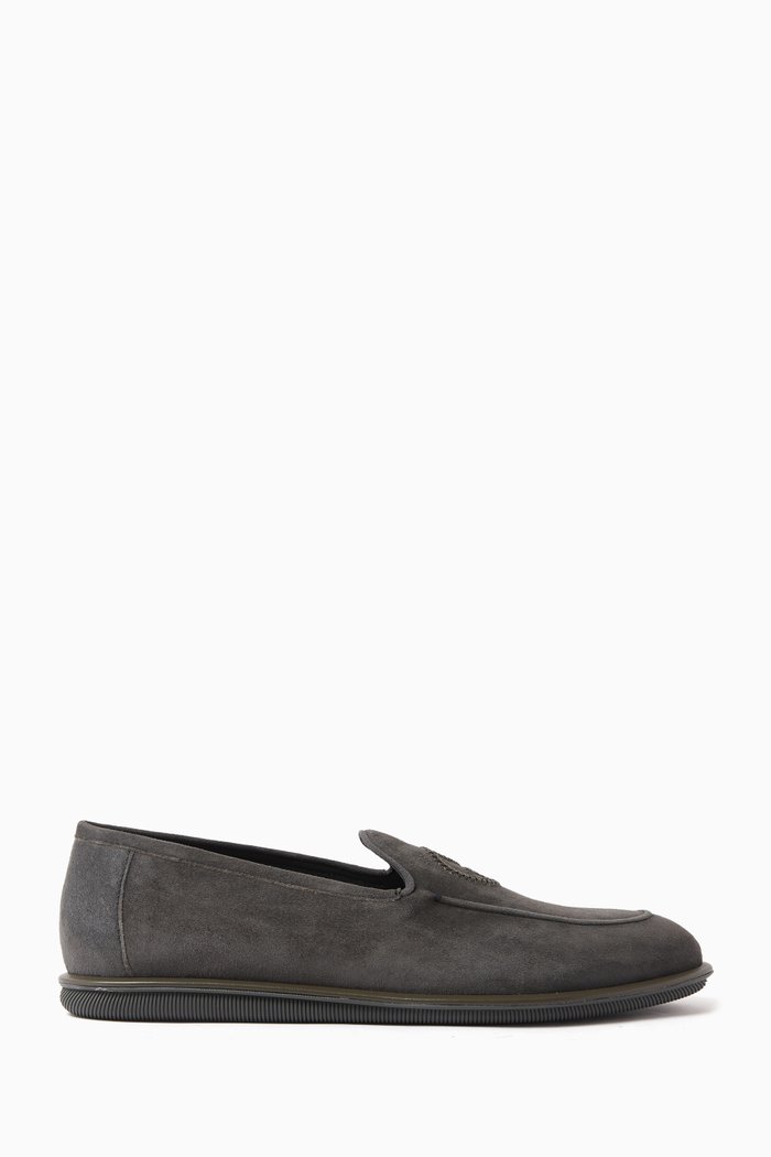 

GA Logo Moccasins in Suede, Grey