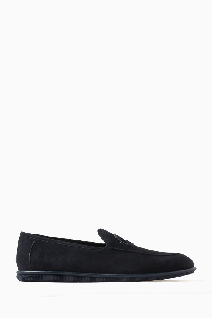 

GA Logo Moccasins in Suede, Blue