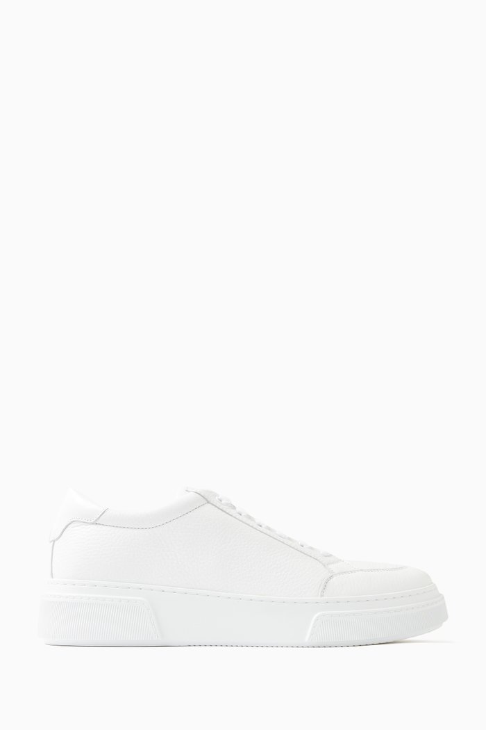 

Logo Tag Sneakers in Deer Nappa Leather, White