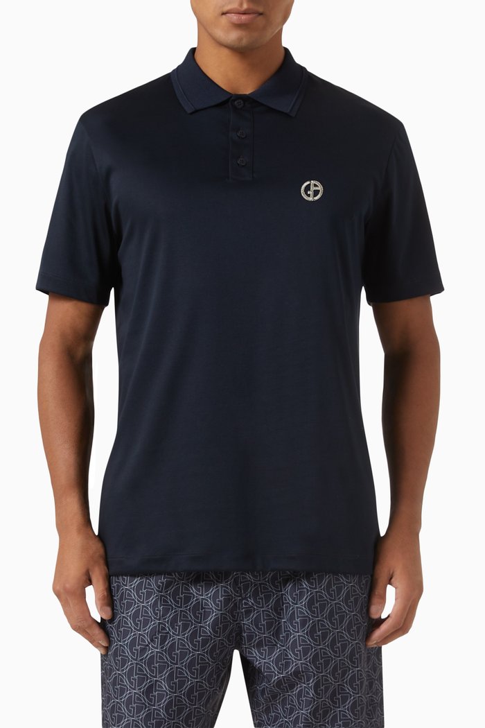 

Logo Polo Shirt in Cotton Jersey, Blue