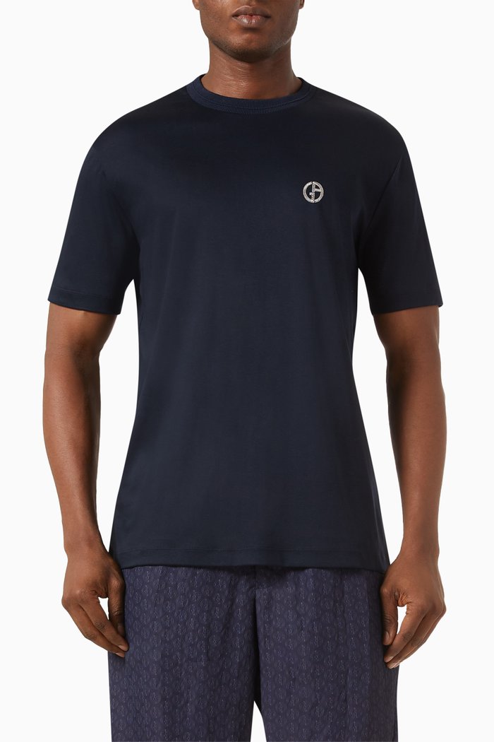 

Embroidered-logo T-shirt in Jersey, Blue
