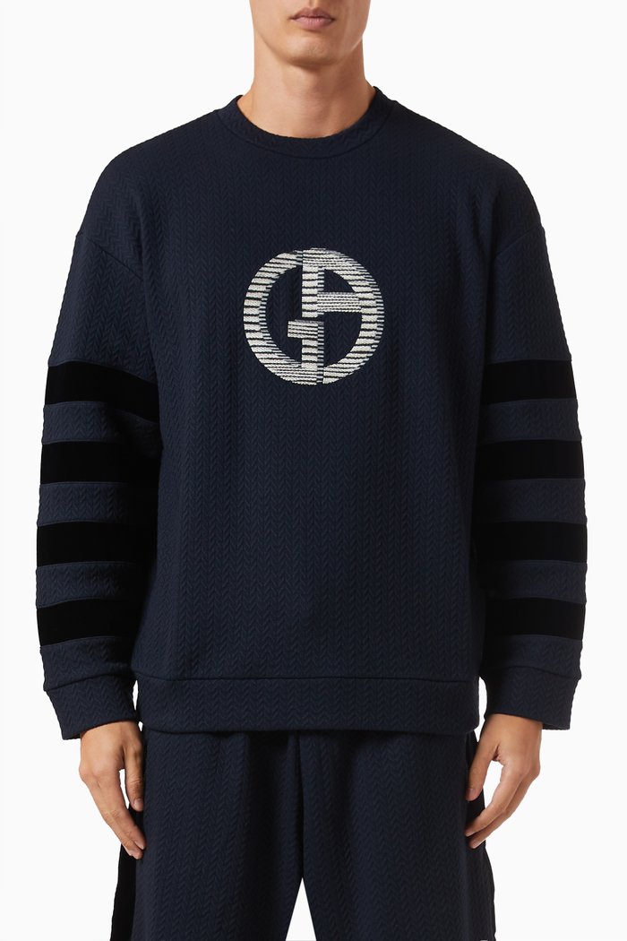 

Macro Logo Print Sweatshirt in Cotton, Blue