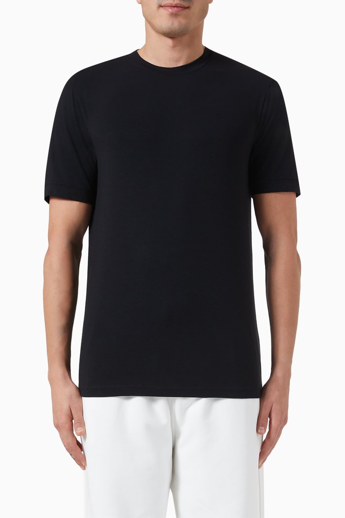 Crewneck T-shirt in Cotton, Black