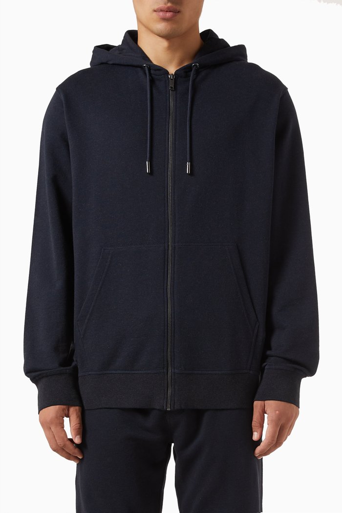 

Stetson Zip-up Hoodie in Cotton & Cashmere-blend, Blue