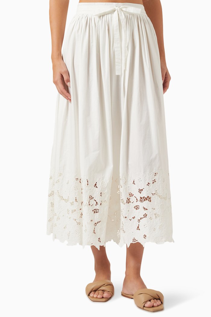 

Georgina Midi Skirt in Cotton, White