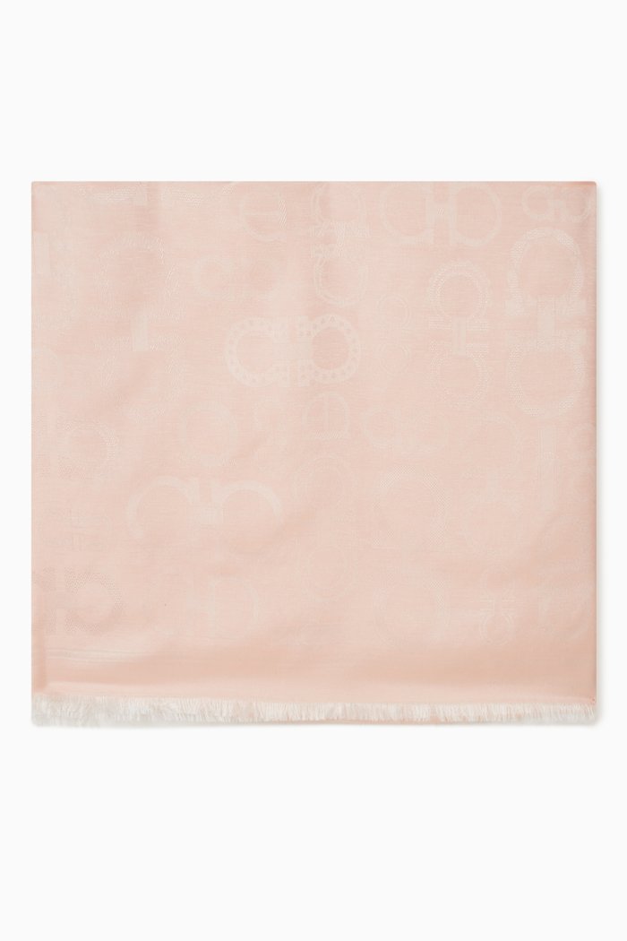 

Gancini Stole in Silk & Cashmere, Pink