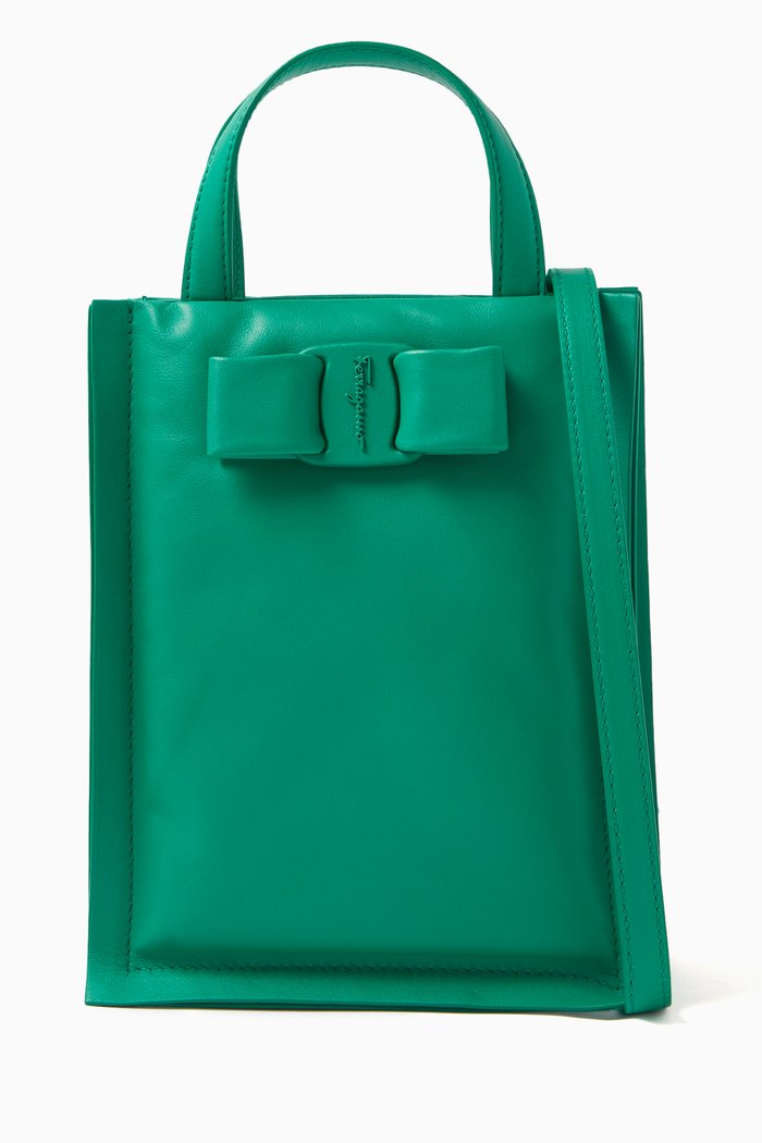 Mini Viva Bow Bag in Leather, Green