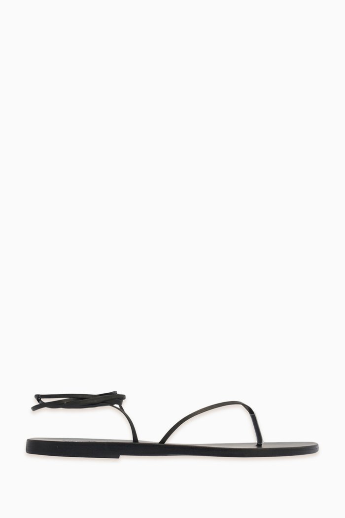 

Celia Thong Lace Sandals in Nappa Leather, Black