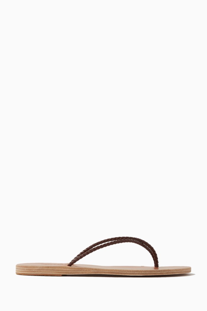 

Adrahti Braided Thong Sandals in Leather, Brown