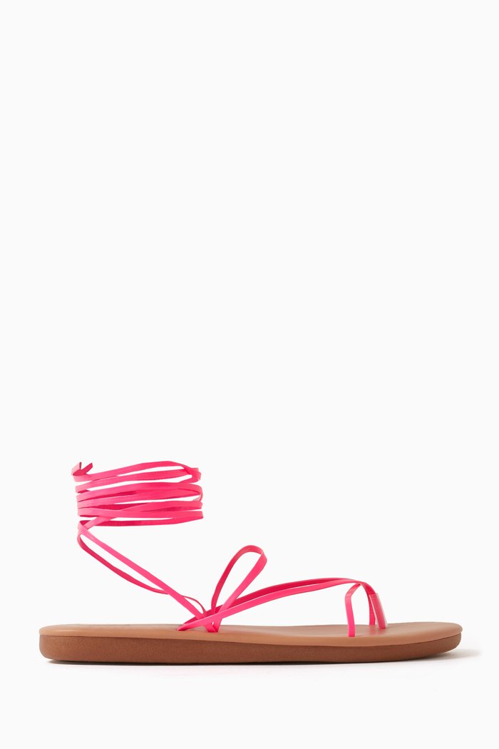 

String Flip Flop Sandals in Nappa Leather, Pink