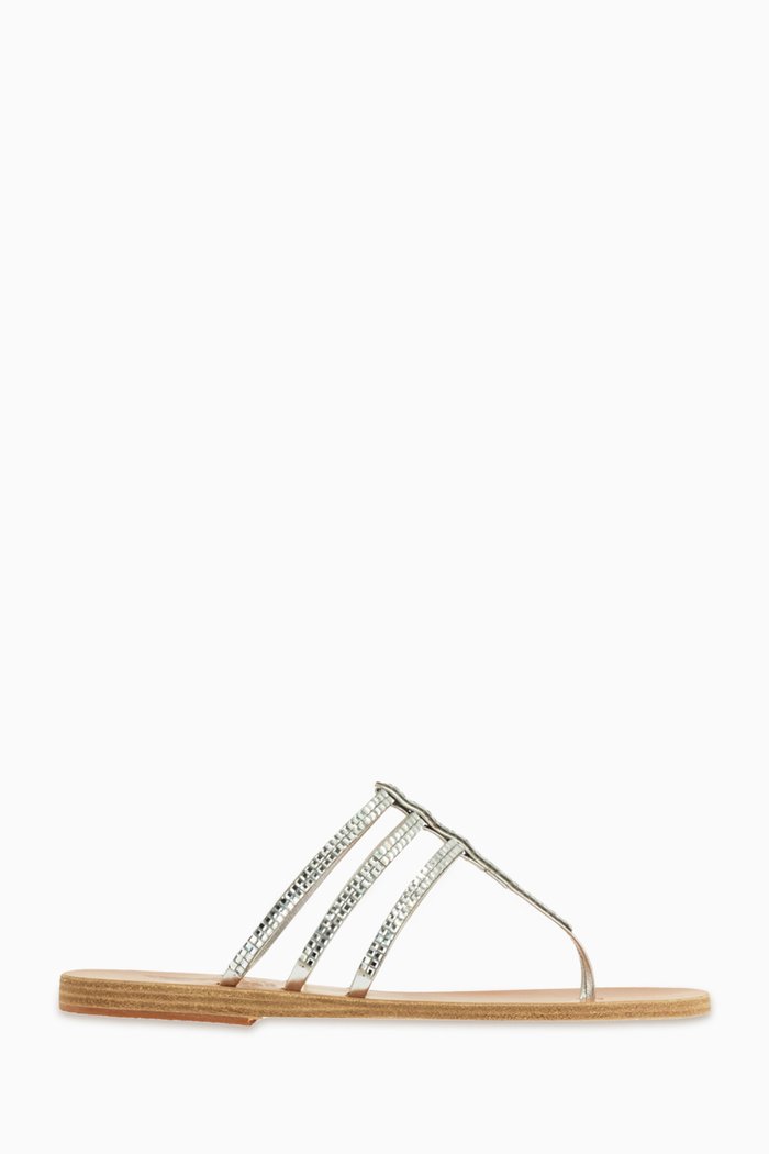 

Serena Crystal-Embellished Sandals in Leather, Silver