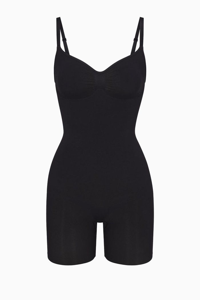 

Seamless Sculpt Mid Thigh Bodysuit, Black