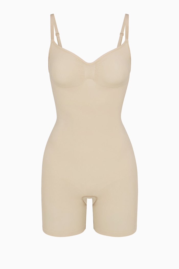 Seamless Sculpt Mid Thigh Bodysuit, Neutral