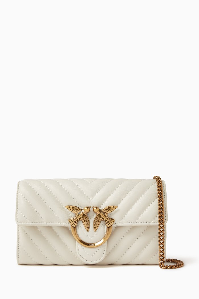 

Mini Love Icon Wallet Bag in Quilted Leather, White