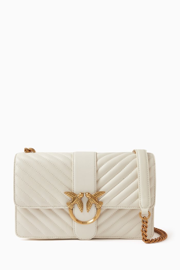 

Love One Classic Crossbody Bag in Quilted Faux Leather, White