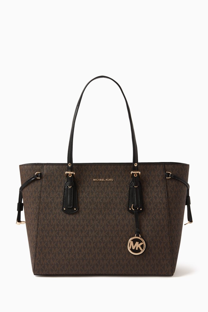 

Voyager Tote Bag in Logo Canvas, Brown