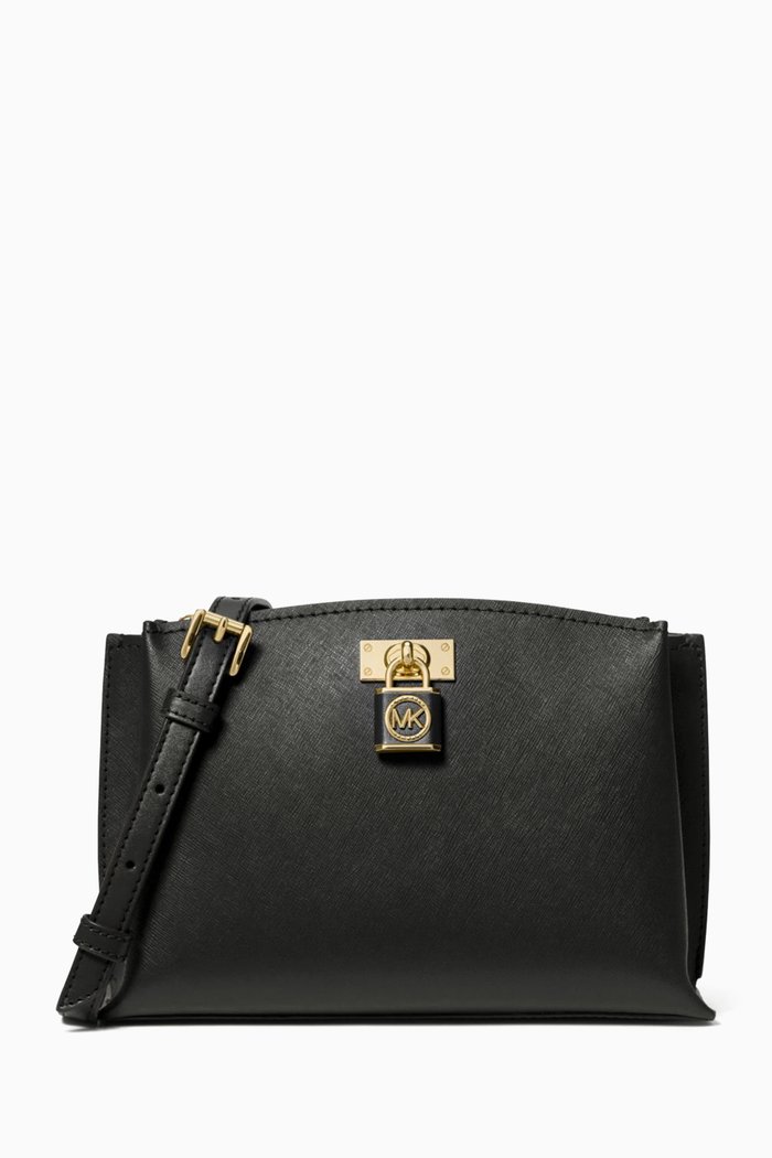 

Medium Ruby Messenger Bag in Saffiano Leather, Black