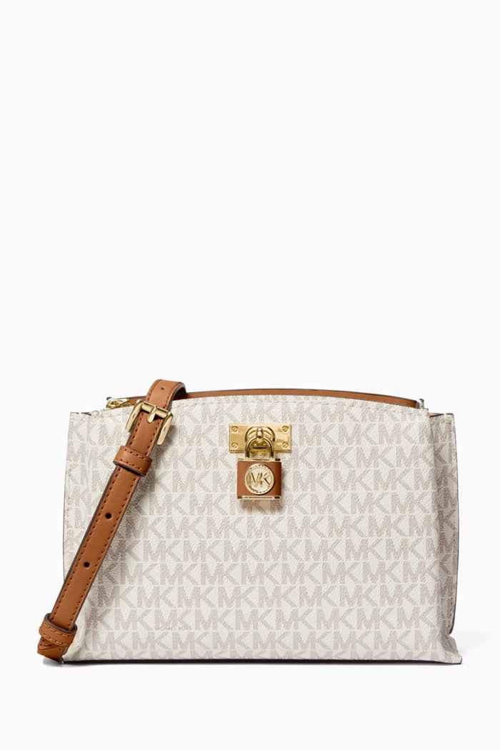 

Medium Ruby Messenger Bag in Saffiano Leather, Brown