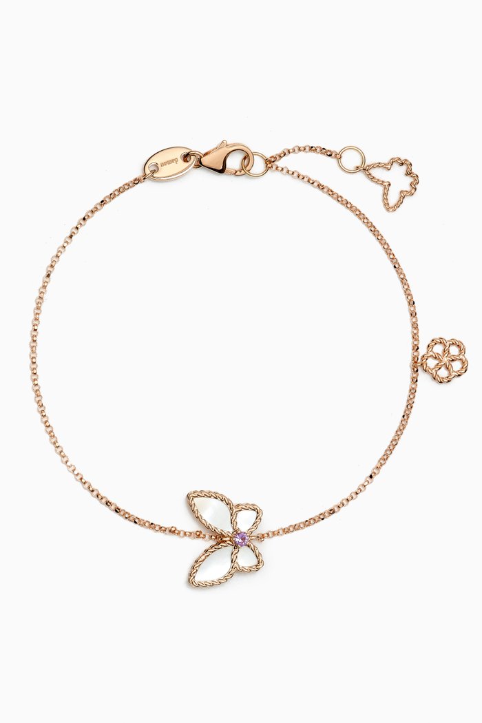

Farfasha Petali del Mare Butterfly Amethyst & Mother of Pearl Bracelet in 18kt Rose Gold