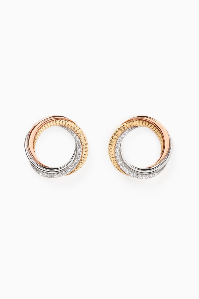 

Revolve Trio Diamond Stud Earrings in 18kt Mixed Gold, Multicolour