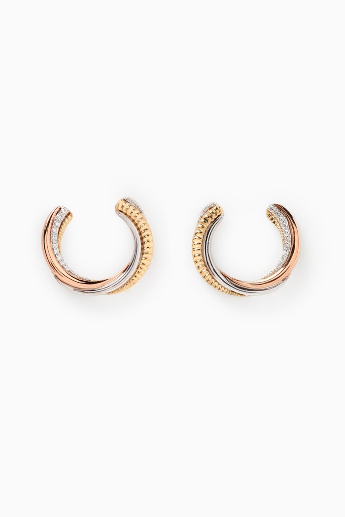 

Revolve Open Trio Diamond Stud Earrings in 18kt Mixed Gold, Multicolour
