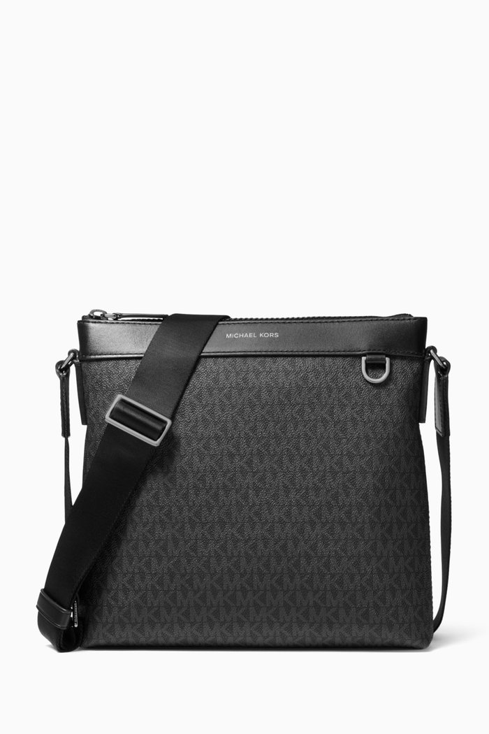 Greyson Crossbody Bag in Logo Canvas, Black