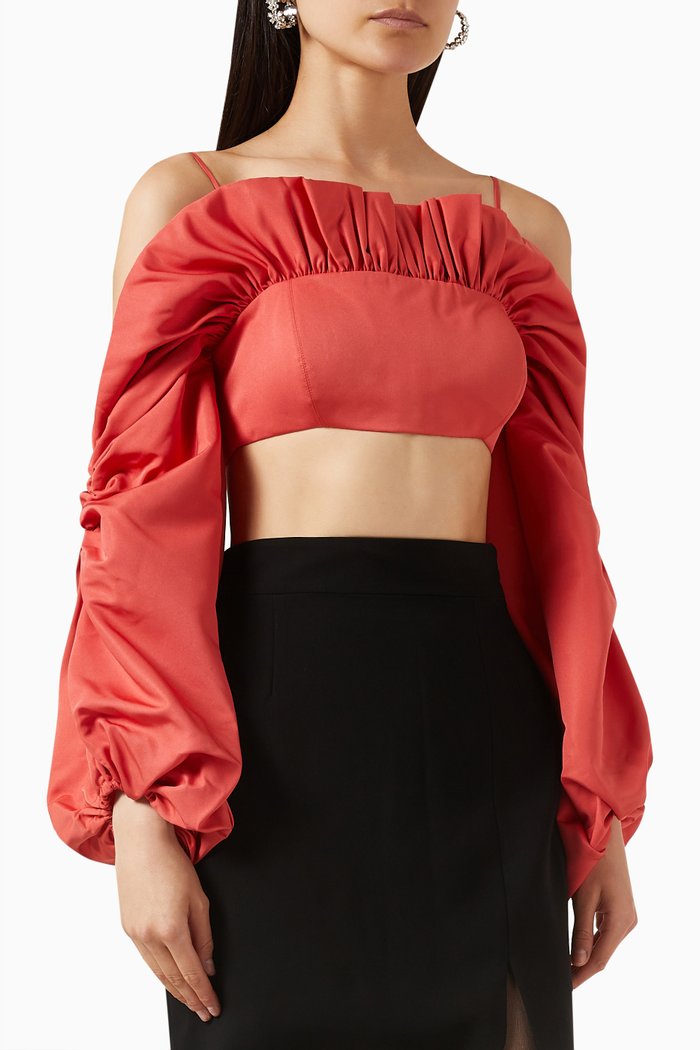 

Midnight Drama Crop Top in Cotton-blend, Red