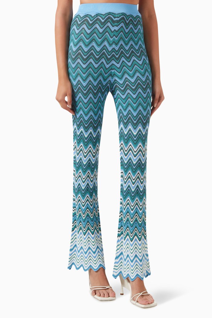 Santorini Flared Pants in Viscose-blend Knit, Multicolour