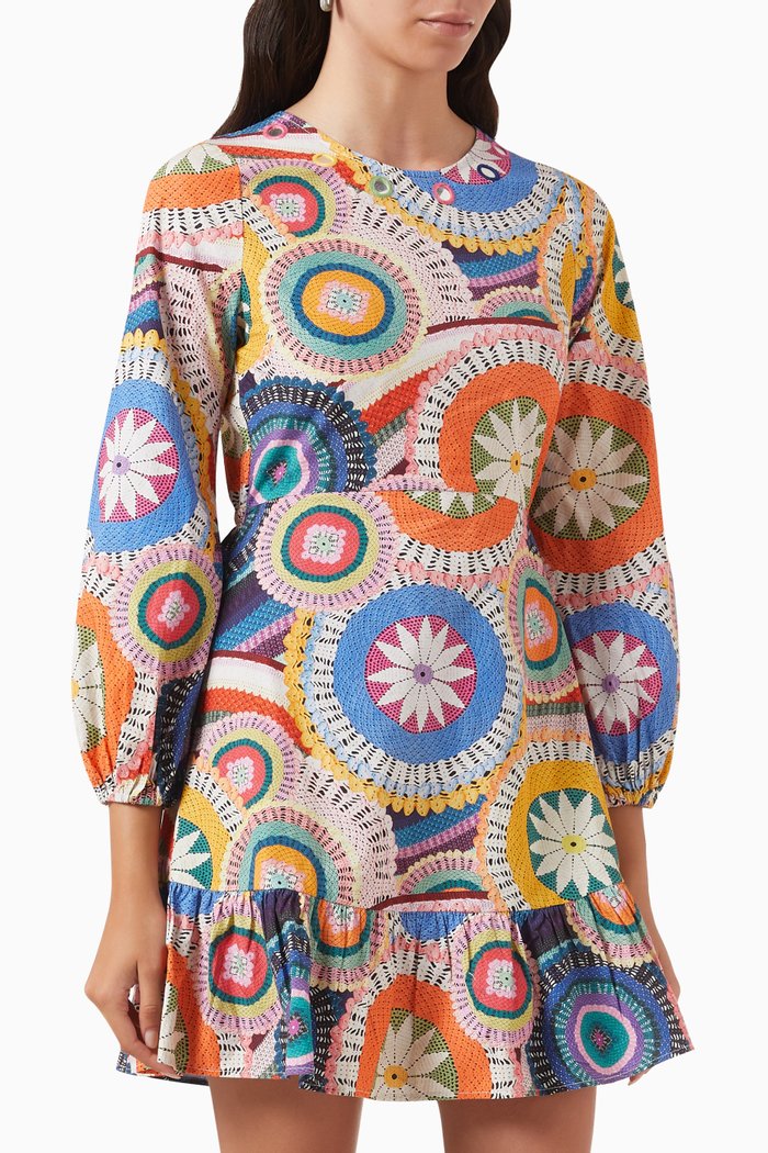 

Malibu Crochet Mini Dress in Cotton-poplin, Multicolour