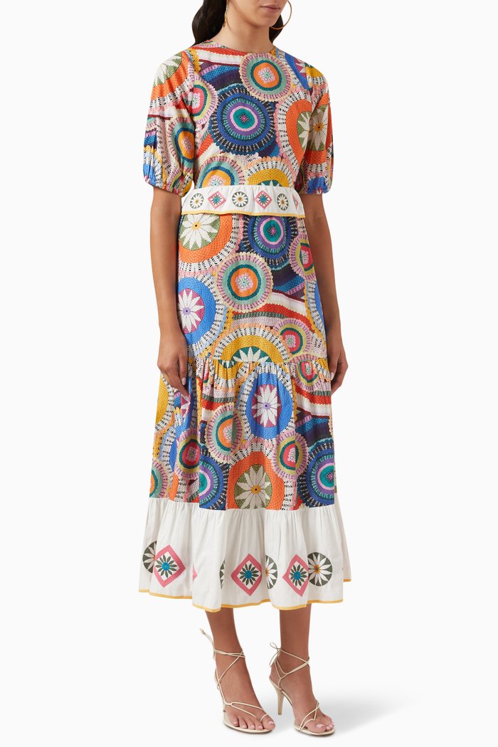 

Crochet Malibu Midi Dress in Cotton-poplin, Multicolour
