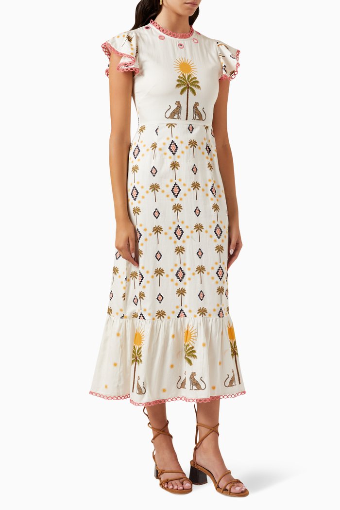

Running Wild Midi Dress in Cotton, Neutral