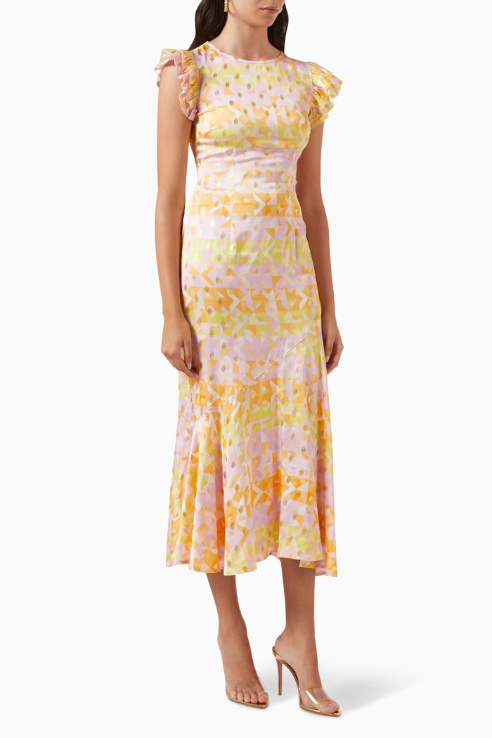 

Pastel Geo Remi Midi Dress in Viscose-satin, Multicolour