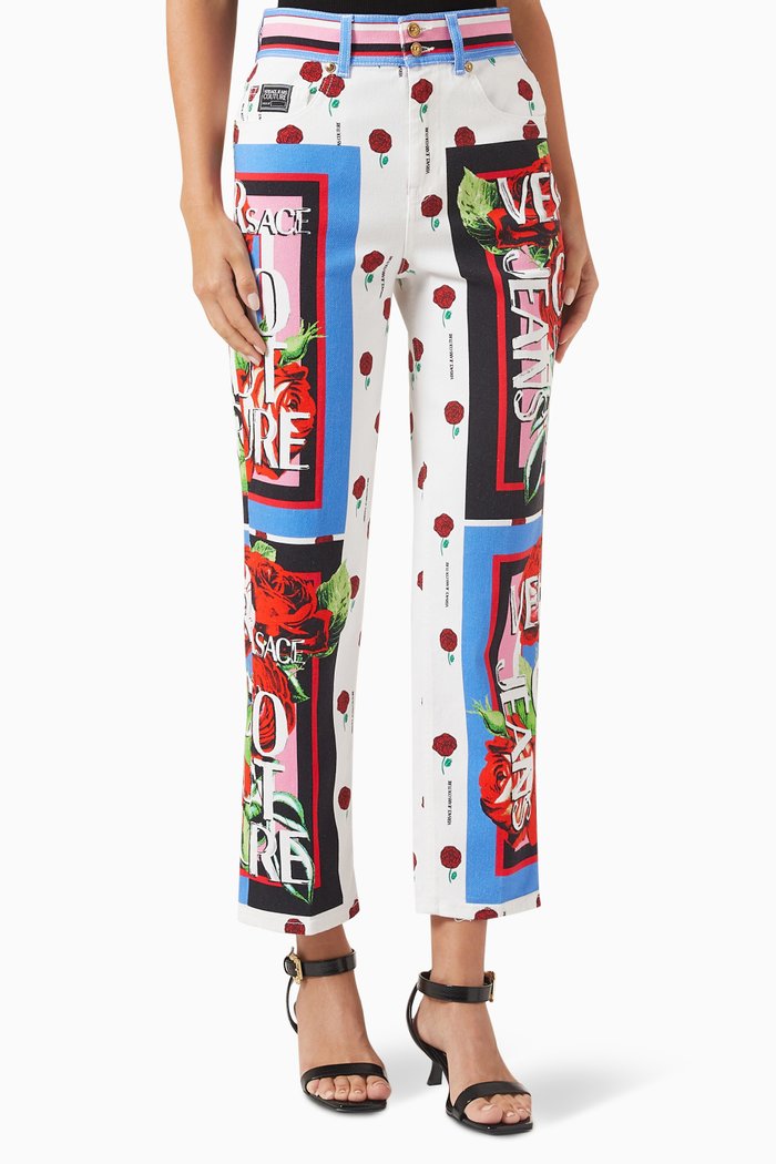 

Roses Straight-leg Jeans in Cotton Denim, White