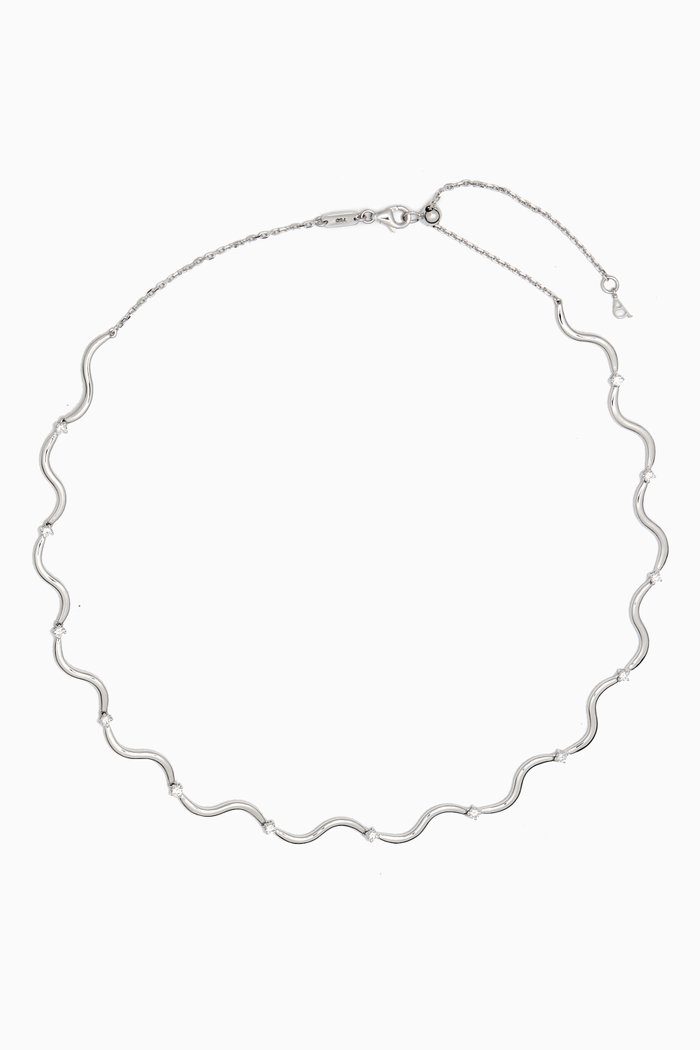 

Wave Diamond Choker Necklace in 18kt White Gold, Colourless
