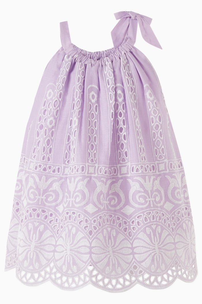Raie Embroidered Halterneck Top in Cotton, Purple