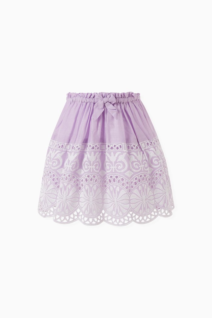 

Raie Embroidered Flip Skirt in Cotton, Purple