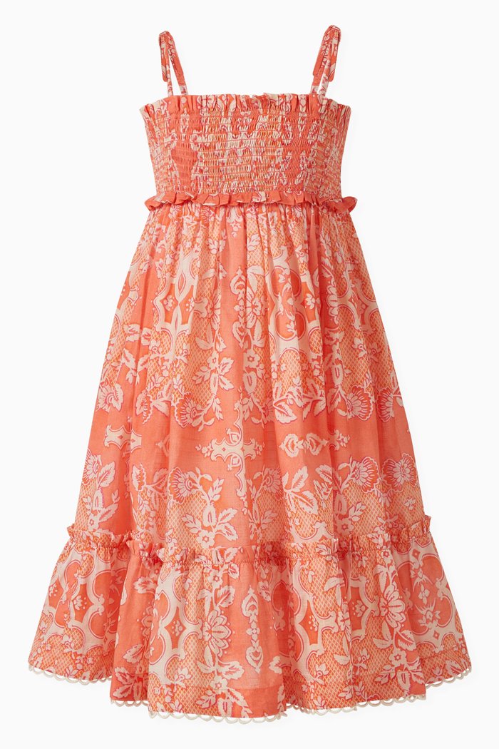 

Raie Shirred Dress in Cotton, Pink