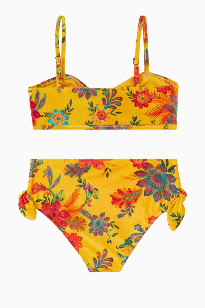 

Ginger Floral-print Tie Bikini Set in Lycra, Yellow