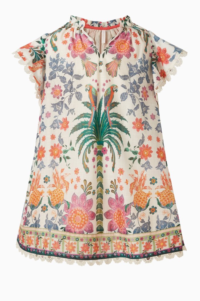 

Ginger Frill A-line Dress in Cotton, Multicolour