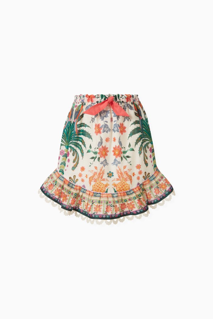 

Ginger Palm-print Flip Skirt in Cotton, Neutral