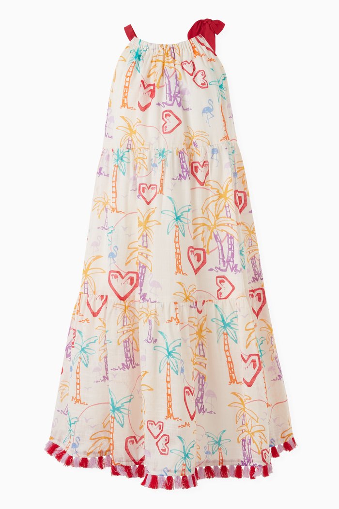

Ginger Palm-print Halterneck Dress in Cotton, Multicolour