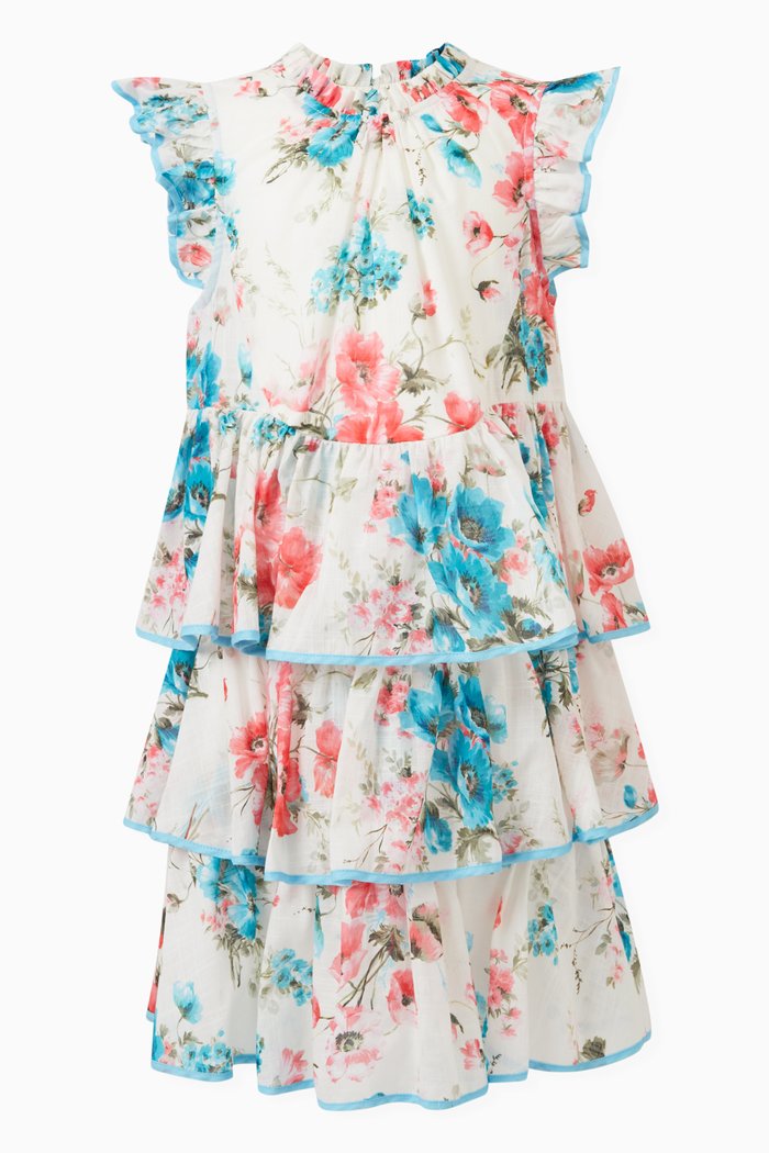 

Halycon Tiered Dress in Cotton, Blue